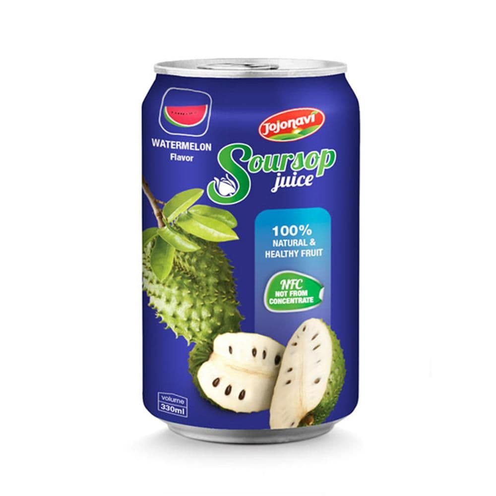 JOJONAVI Aluminium Can Soursop Juice with Watermelon Flavour in 330ml Container