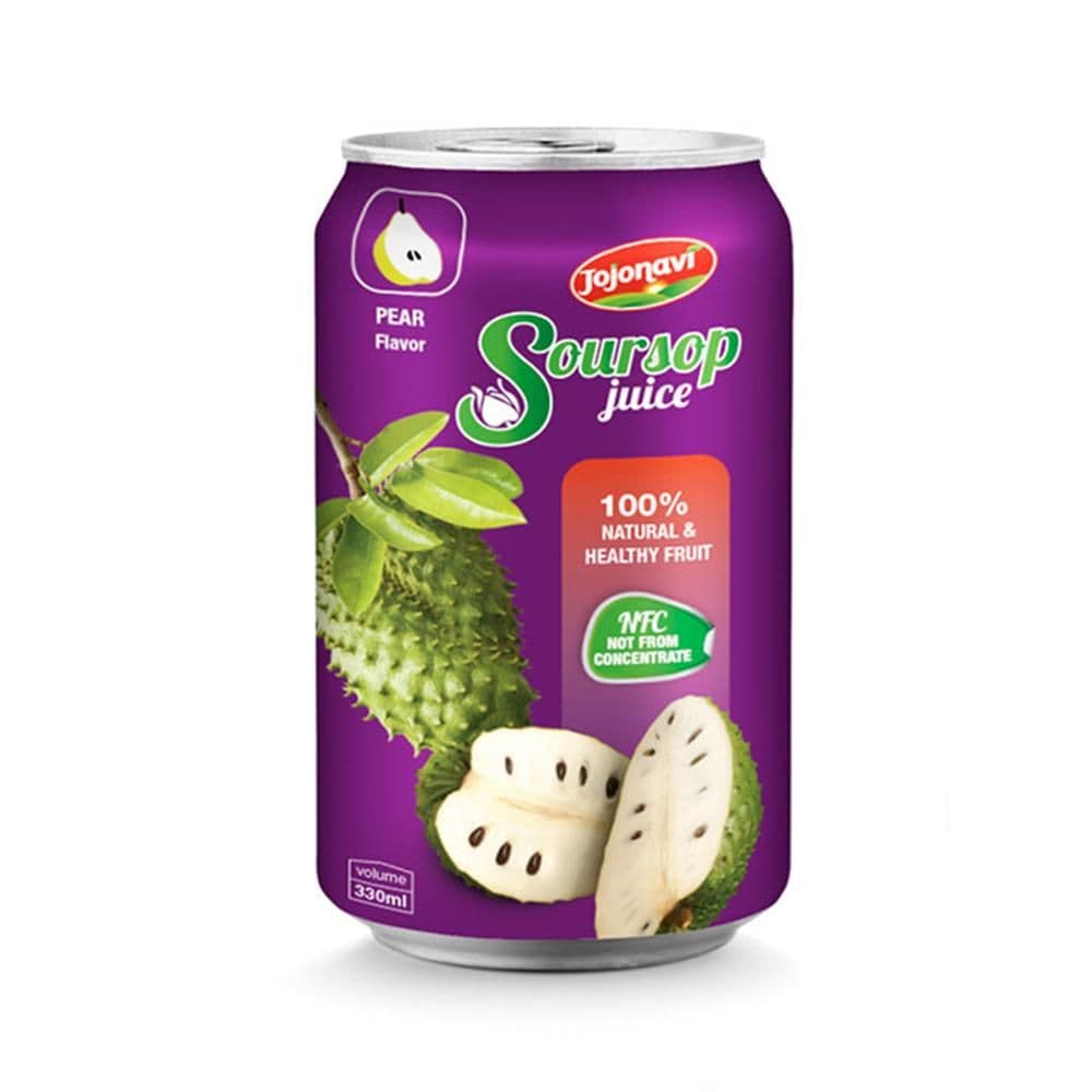 JOJONAVI Aluminium Can Soursop Juice with Pear Flavour in 330ml Container