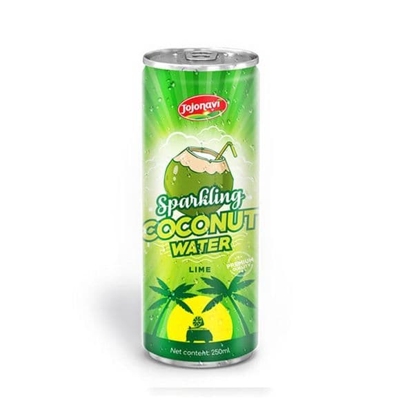 JOJONAVI Sparkling Water with Original Coconut Water and Lime Juice in 250ml Can