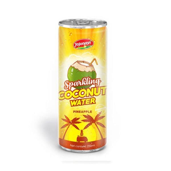 JOJONAVI Sparkling Water with Original Coconut Water and Pineapple Juice in 250ml Can