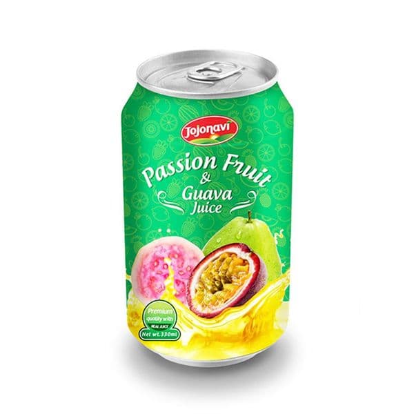 JOJONAVI Canned Passion Fruit Juice with Guava Flavour in 330ml Can