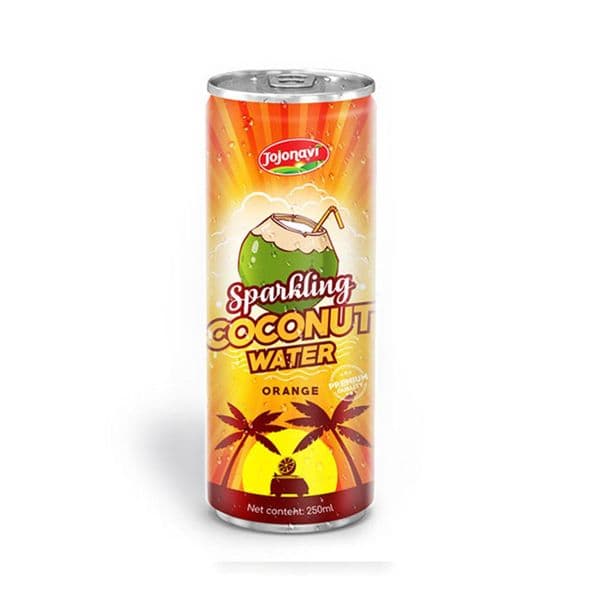 JOJONAVI Sparkling Water with Original Coconut Water and Orange Juice in 250ml Can
