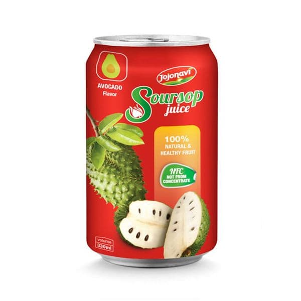 JOJONAVI Aluminium Can Soursop Juice with Avocado Flavour in 330ml Container