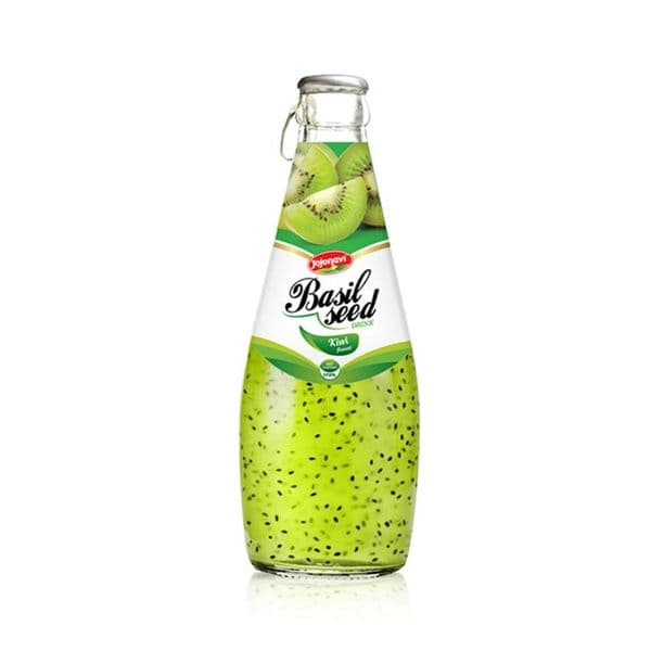 JOJONAVI Kiwi-Flavored Basil Seed Drink 290ml Glass Bottle