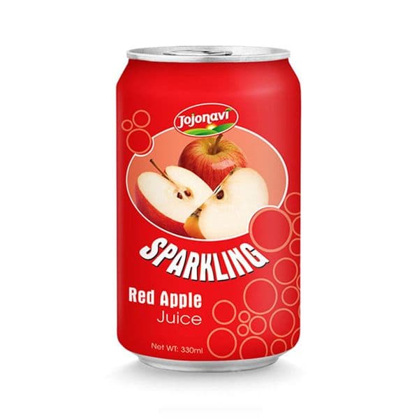 JOJONAVI Wholesale Red Apple Juice Sparkling Water 330ml Aluminum Can