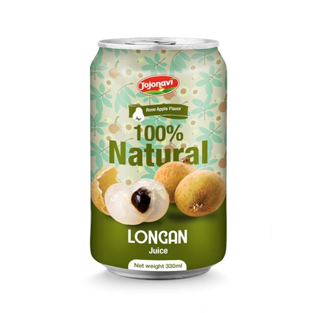 JOJONAVI Canned Longan Juice with Rose Apple Flavour in 330ml Can