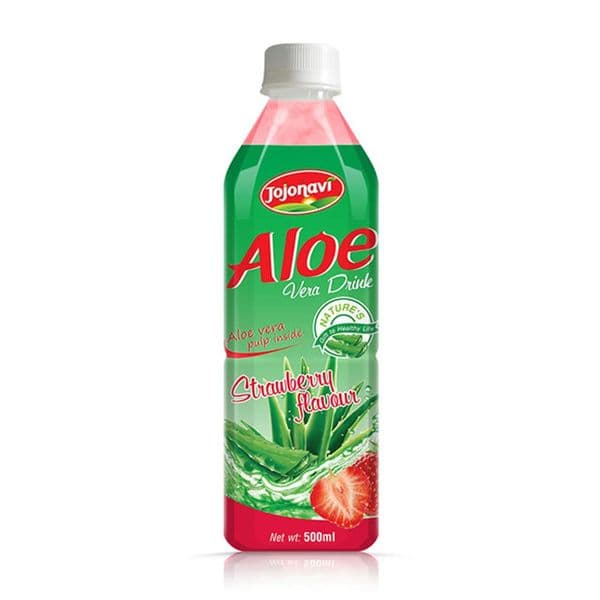 JOJONAVI Strawberry-Flavored Aloe Vera Juice Drink 500ml Bottle