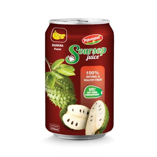JOJONAVI Aluminium Can Soursop Juice with Banana Flavour in 330ml Container